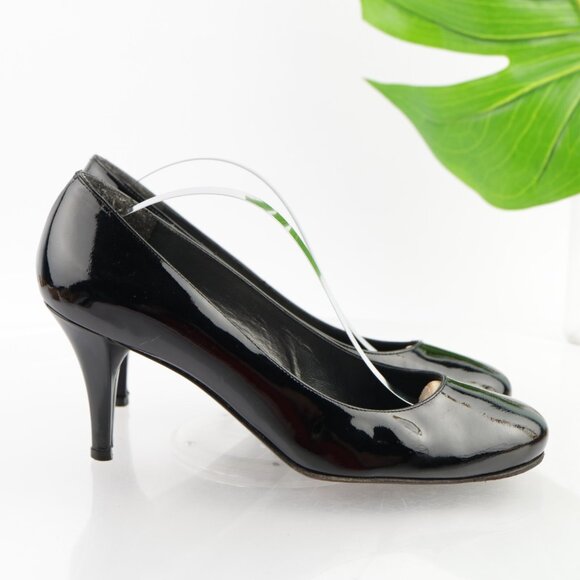 Stuart Weitzman Womens Pump Size 7.5 Black Patent Kitten Heels Retro Dress Shoe - Picture 7 of 12